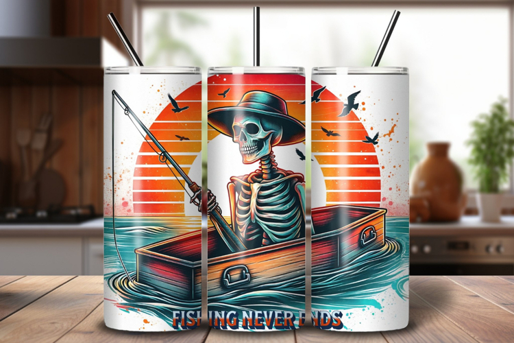 Funny Fishing Tumbler Wrap PNG, Fishing Sublimation Design