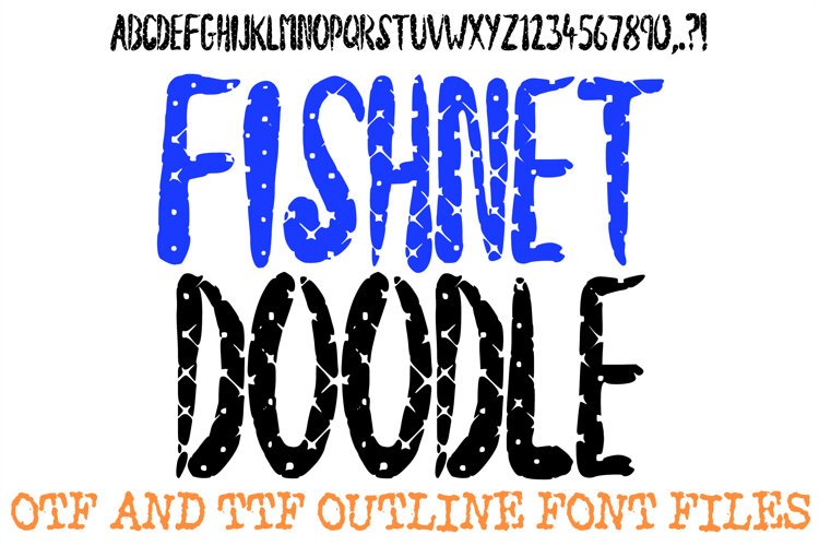 Fishnet Doodle ABC Font Hand Drawn Letters Alphabet OTF TTF