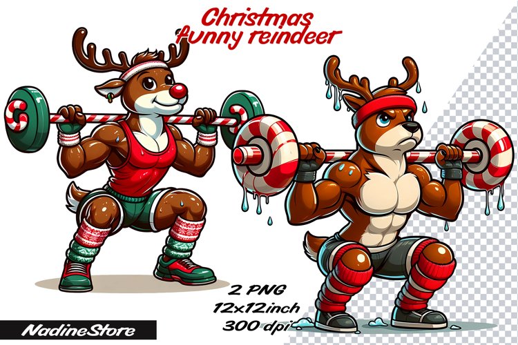 Funny Christmas reindeer Sublimation PNG.