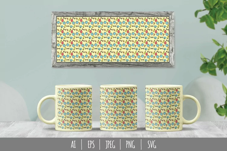 Fitness Equipment for 11oz Mug Wrap Sublimation Design