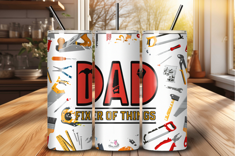 Dad Fixer Of Things 20 oz Tumbler Wrap PNG Sublimation