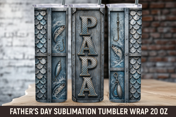 Fishing Papa Tumbler Wrap, Fathers day tumbler, dad tumbler
