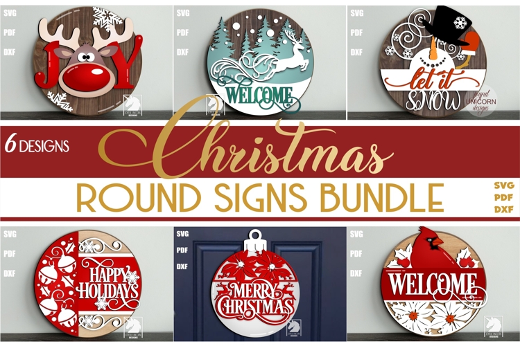 Christmas Door Hangers SVG Bundle | Christmas Holiday Signs
