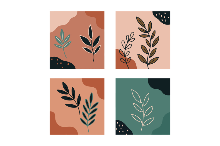 Leafy plant designs in flat style creating a soothing atmosp