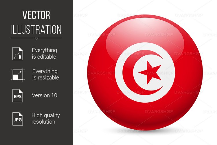 Round glossy icon of Tunisia example image 1