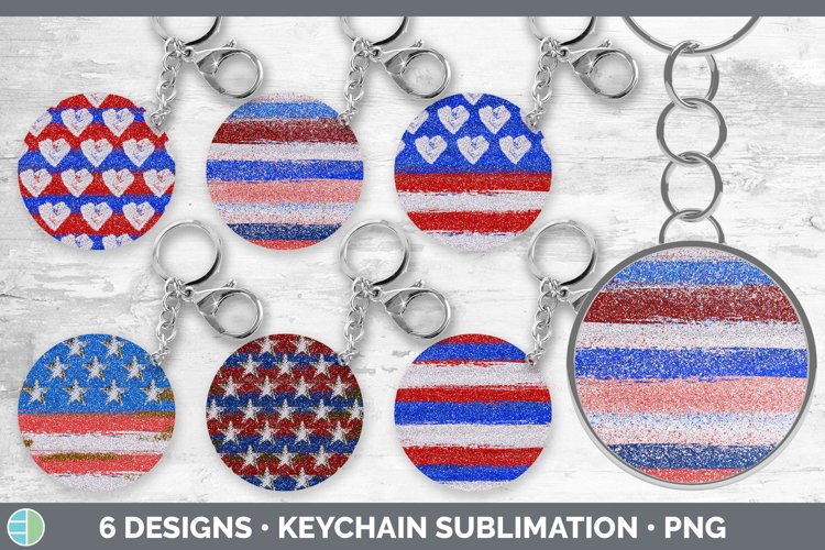 Bundle of six 4th of July keychain sublimation designs