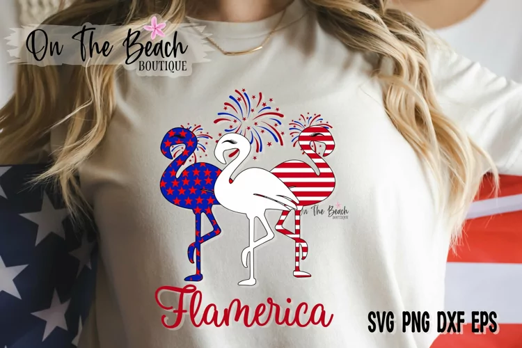 Flamerica SVG Flamingos SVG Red White Blue SVG PNG Cutting