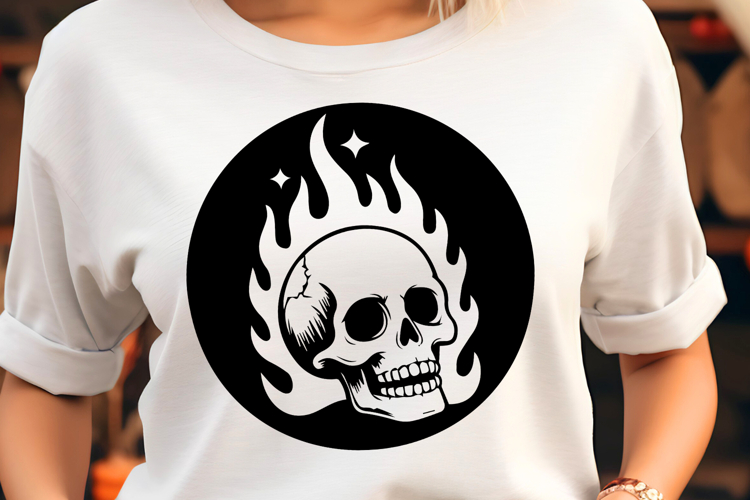 Skull with Flames SVG