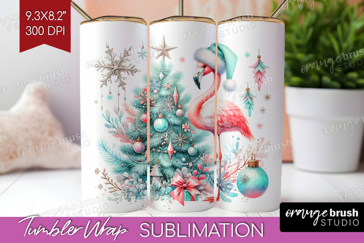 Flamingo Pastel Christmas Tumbler Wrap Coquette Xmas Tumbler