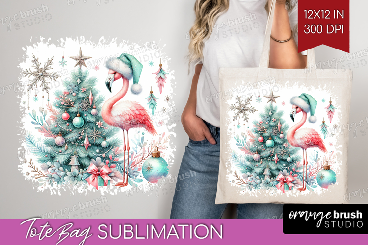 Flamingo Pastel Christmas Tote Bag Coquette Xmas Tote Bag