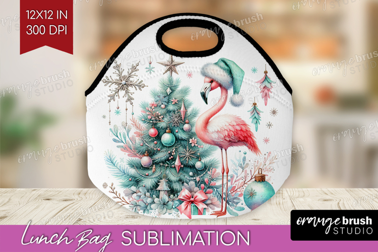 Flamingo Pastel Christmas Lunch Bag Coquette Xmas Lunch Bug