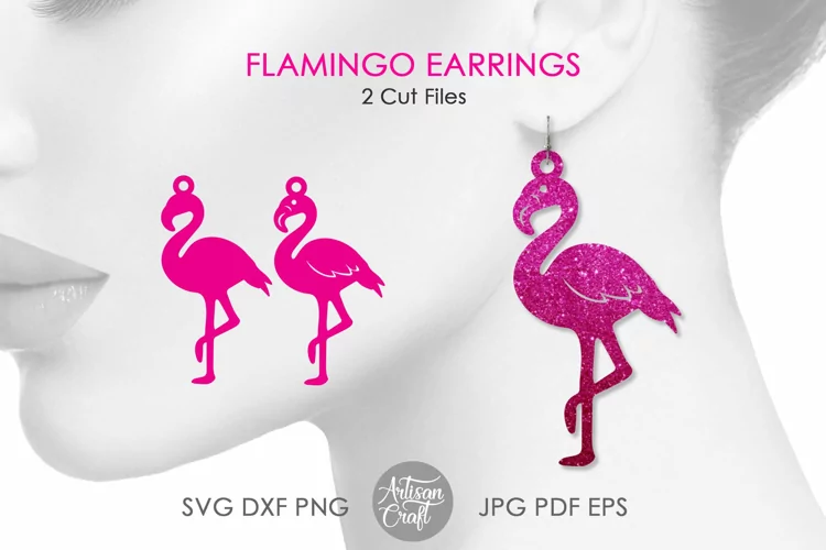 Flamingo earrings SVG, flamingo jewelry, earrings SVG