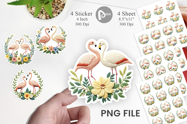 Flamingo Embroidery Sticker