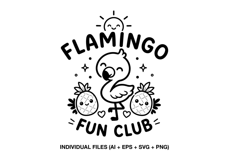 Flamingo Fun Club Shirt Design | Summer Kids Tropical Art
