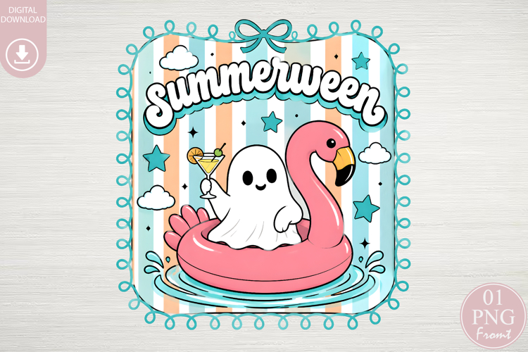 Flamingo Ghost Sublimation Design PNG