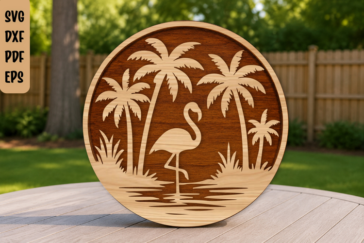 Flamingo Laser Cut File | Tropical Flamingo Wall Art