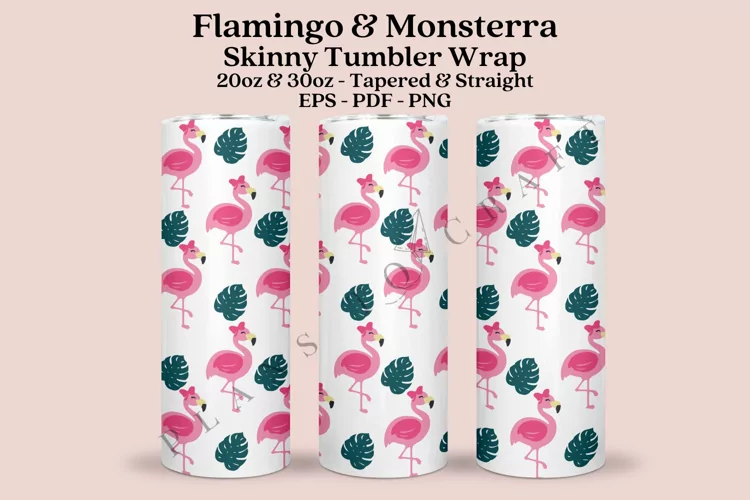 Flamingo Monsterra Summer Skinny Tumbler Sublimation Wrap