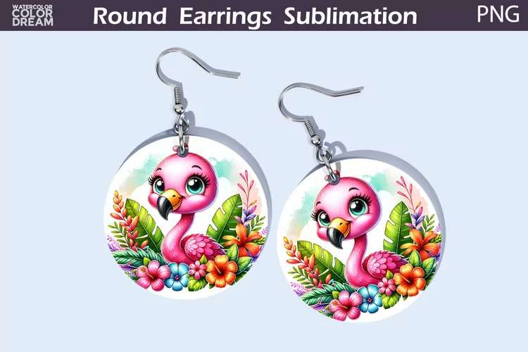 Flamingo Tropical Round Earrings | Summer Vibes Earrings