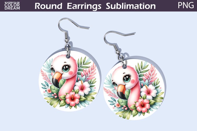 Flamingo Tropical Round Earrings | Summer Vibes Earrings