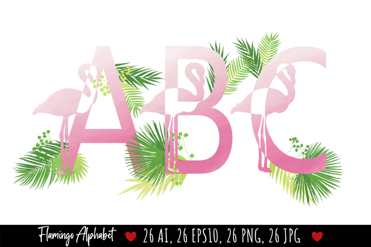 Flamingo Summer Latin Alphabet