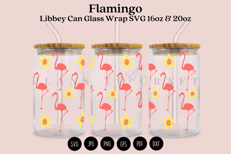 Flamingo Libbey Can Glass Wrap SVG 16oz 20oz