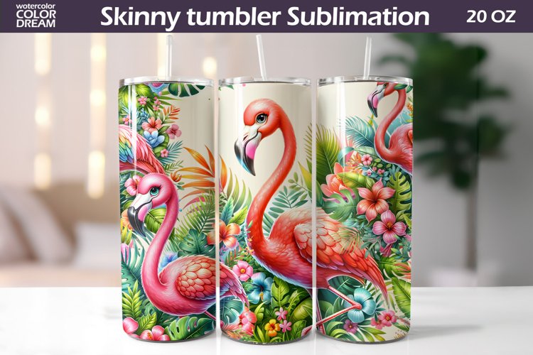 Flamingo Tropical Tumbler Wrap| Seamless Tumbler Sublimation