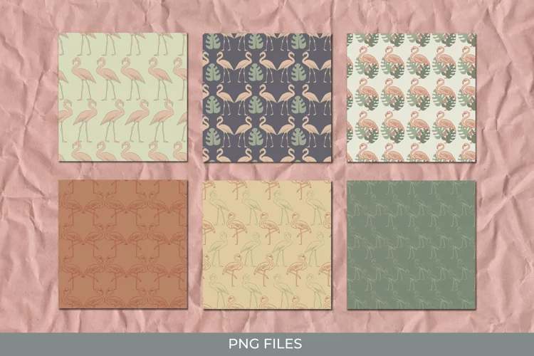 Flamingo with Vintage Color Seamless Pattern Paper Pack