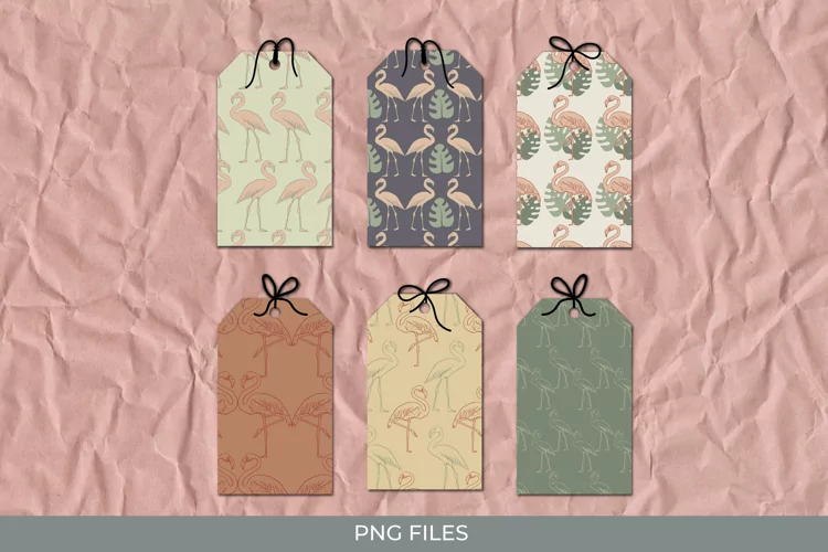 Flamingo with Vintage Color Seamless Pattern Shaped Tag