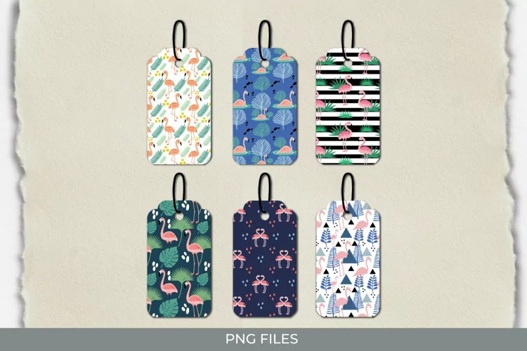 Flamingo with Vintage Color Seamless Pattern Shaped Tag