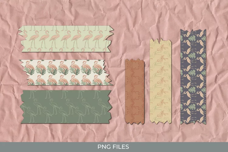 Flamingo with Vintage Color Seamless Pattern Tape