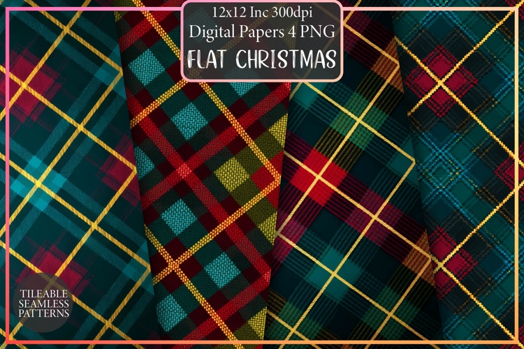 Flat Christmas plaid pattern design, Sublimation Design