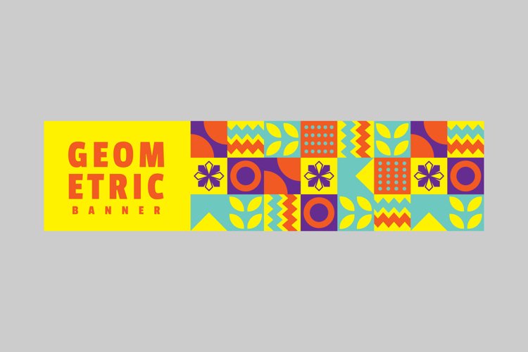 Flat colorful geometric horizontal banner design concept