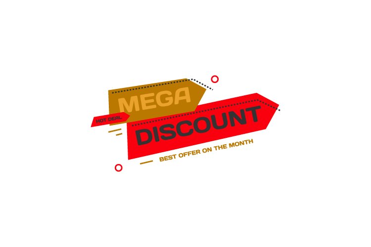Flat sale sticker discount badge design concept