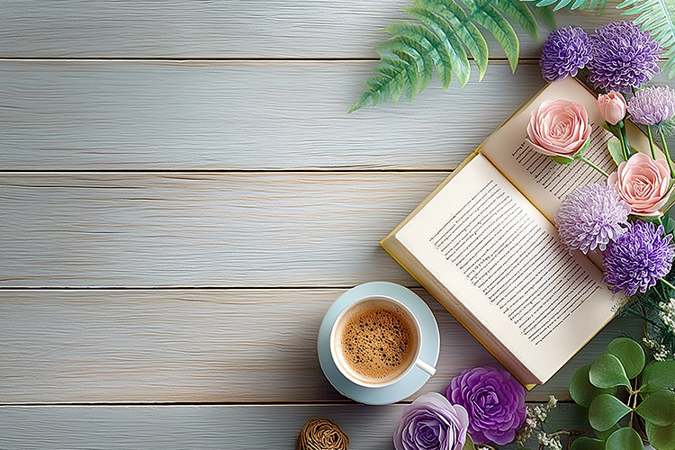 Wooden texture with Book and Coffee. JPG Mockup Background