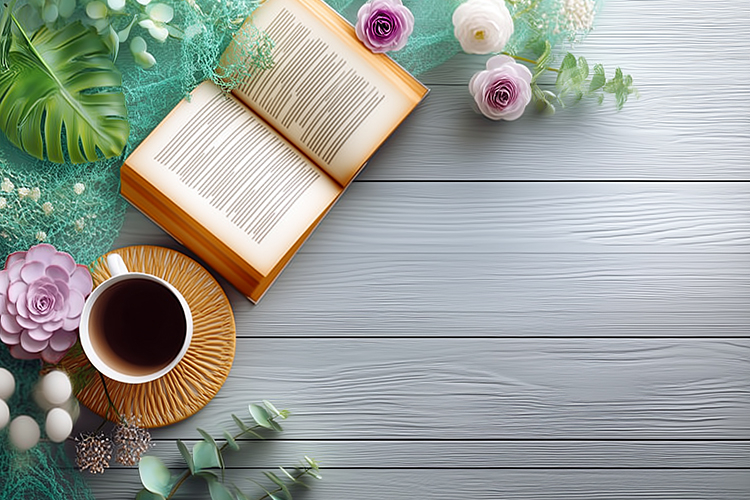 Wooden texture with Book and Coffee. JPG Mockup Background