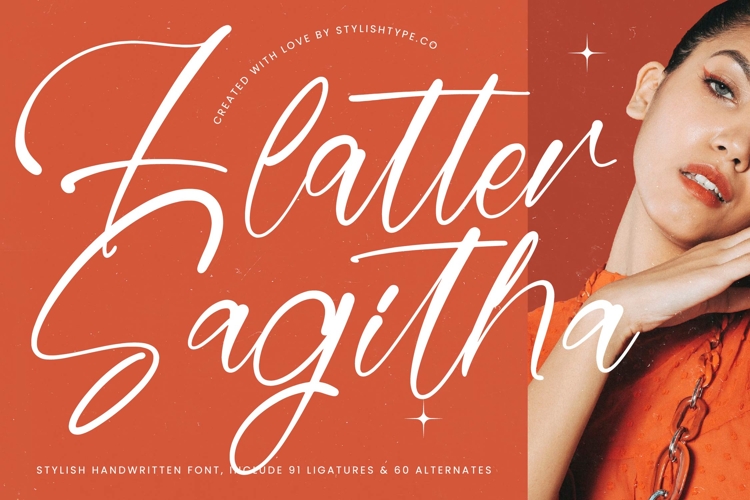 Flatter Sagitha - Stylish Handwritten Font