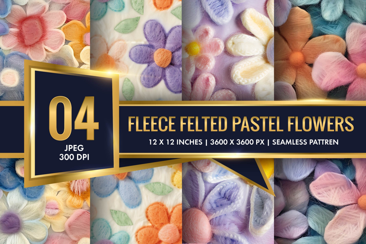 Fleece Felted Pastel Flowers Pattern Digital Paper