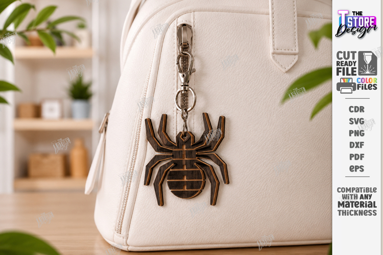 Flexible Animal Keychain Laser Cut | Bag Charm | Spider SVG
