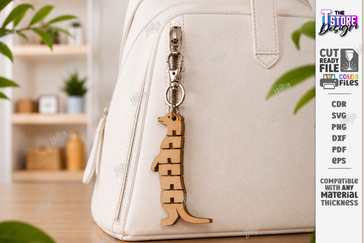 Flexible Animal Keychain Laser Cut | Bag Charm | Meerkat SVG