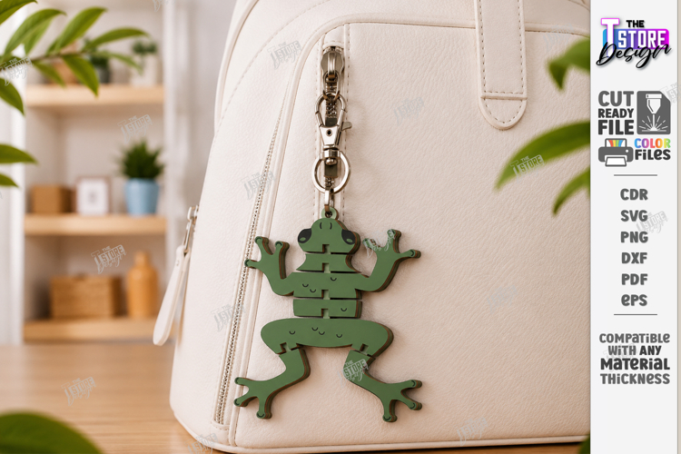 Flexible Animal Keychain Laser Cut | Bag Charm | Frog SVG