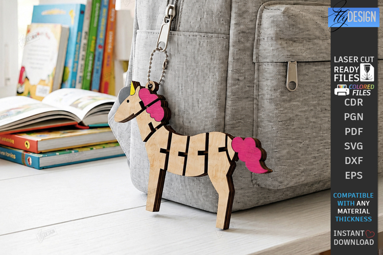 Flexible Animals Keychain Laser Cut | Wooden Unicorn | CNC