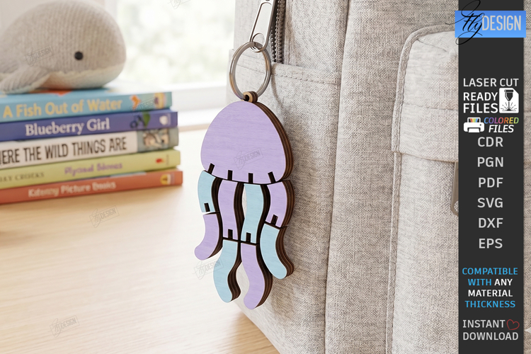 Flexible Animals Keychain Laser Cut | Wooden Octopus | CNC