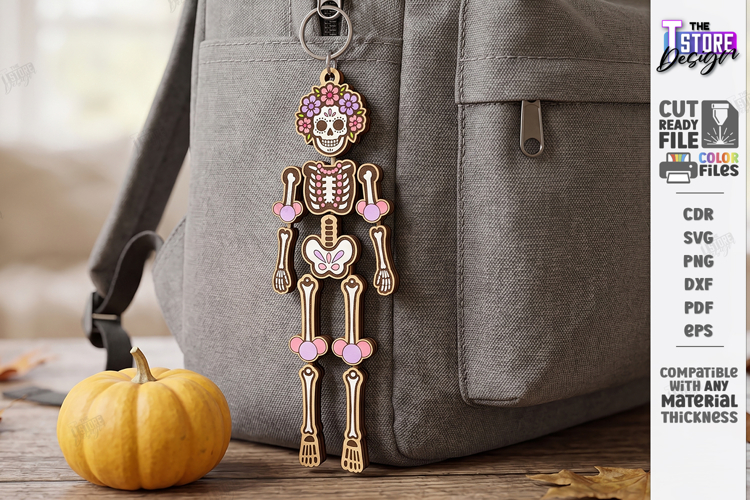 Flexible Skeleton Keychain Laser Cut | Skeleton Bag Charm