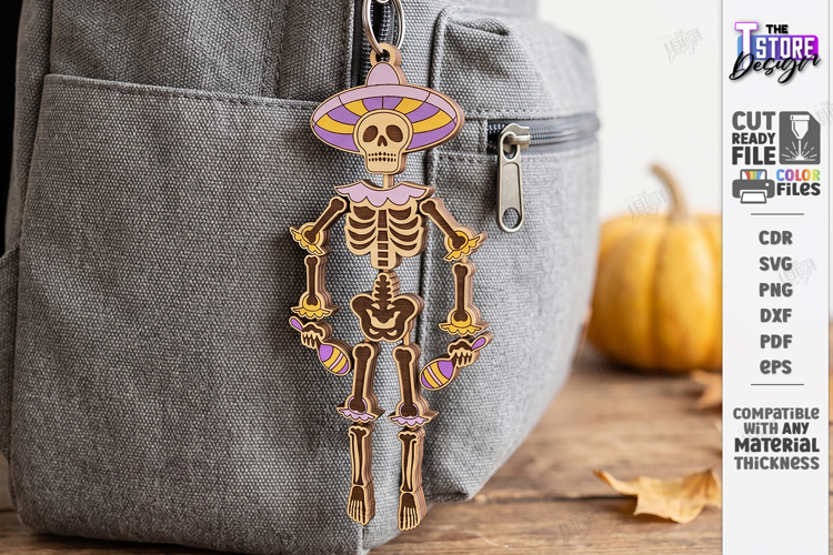 Flexible Skeleton Keychain Laser Cut | Skeleton Bag Charm