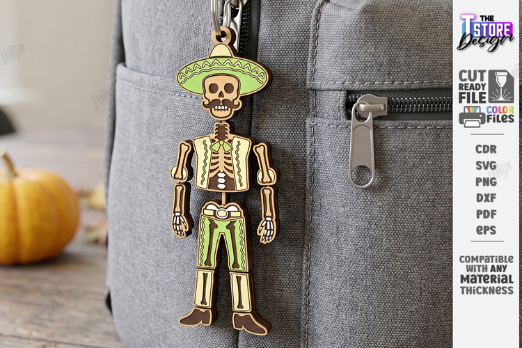 Flexible Skeleton Keychain Laser Cut | Skeleton Bag Charm