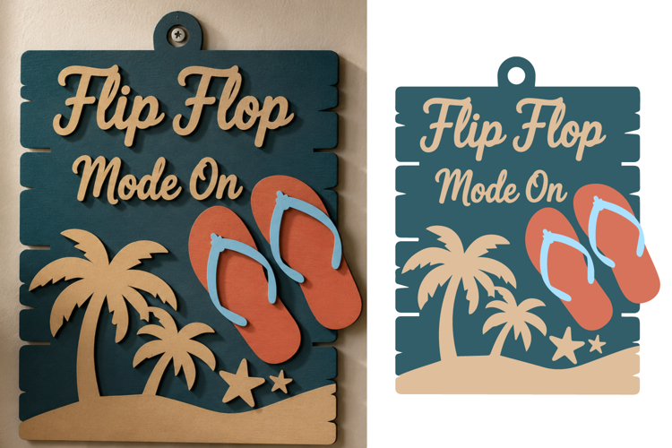 Flip Flop Mode On Beach Sign SVG Laser Cut Design