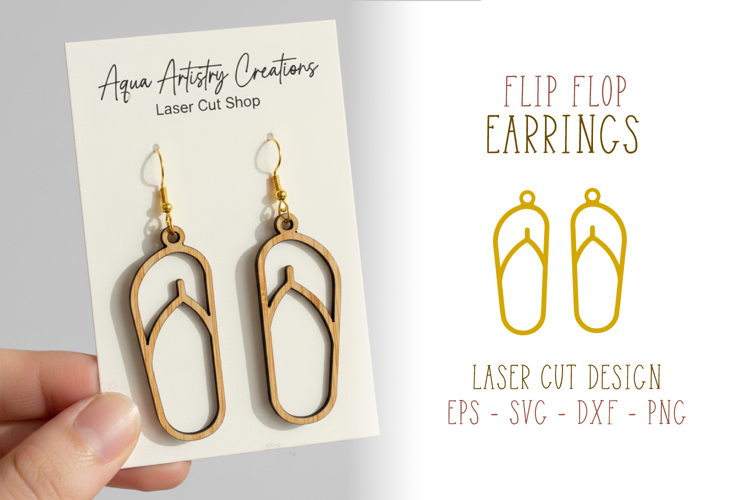 Flip Flop Earrings Laser Cut SVG Template