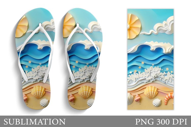 Sea Flip Flop Sublimation. Beach Flip Flop Design