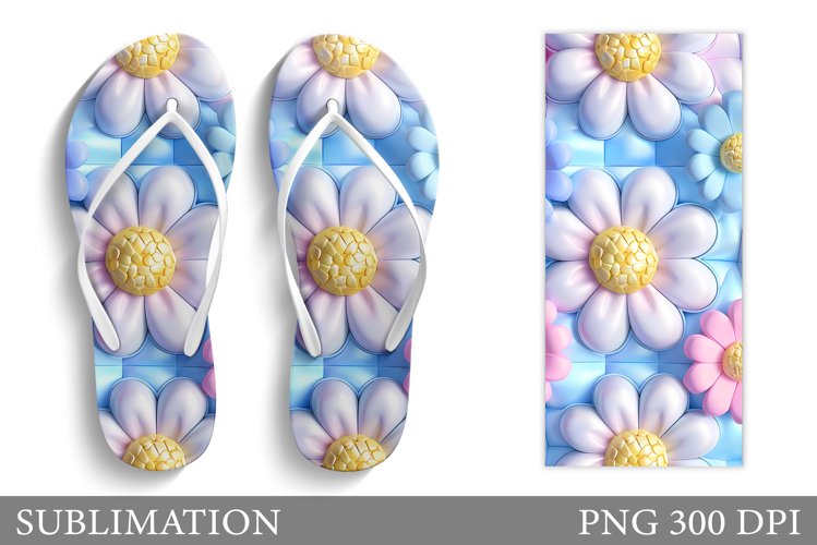 Daisy Flowers Flip Flop. Flowers Flip Flop Sublimation