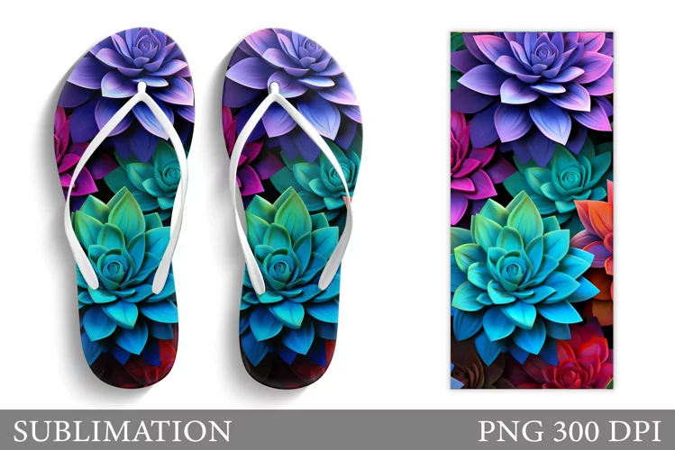 Succulents Flip Flop Sublimation. Succulents Sublimation